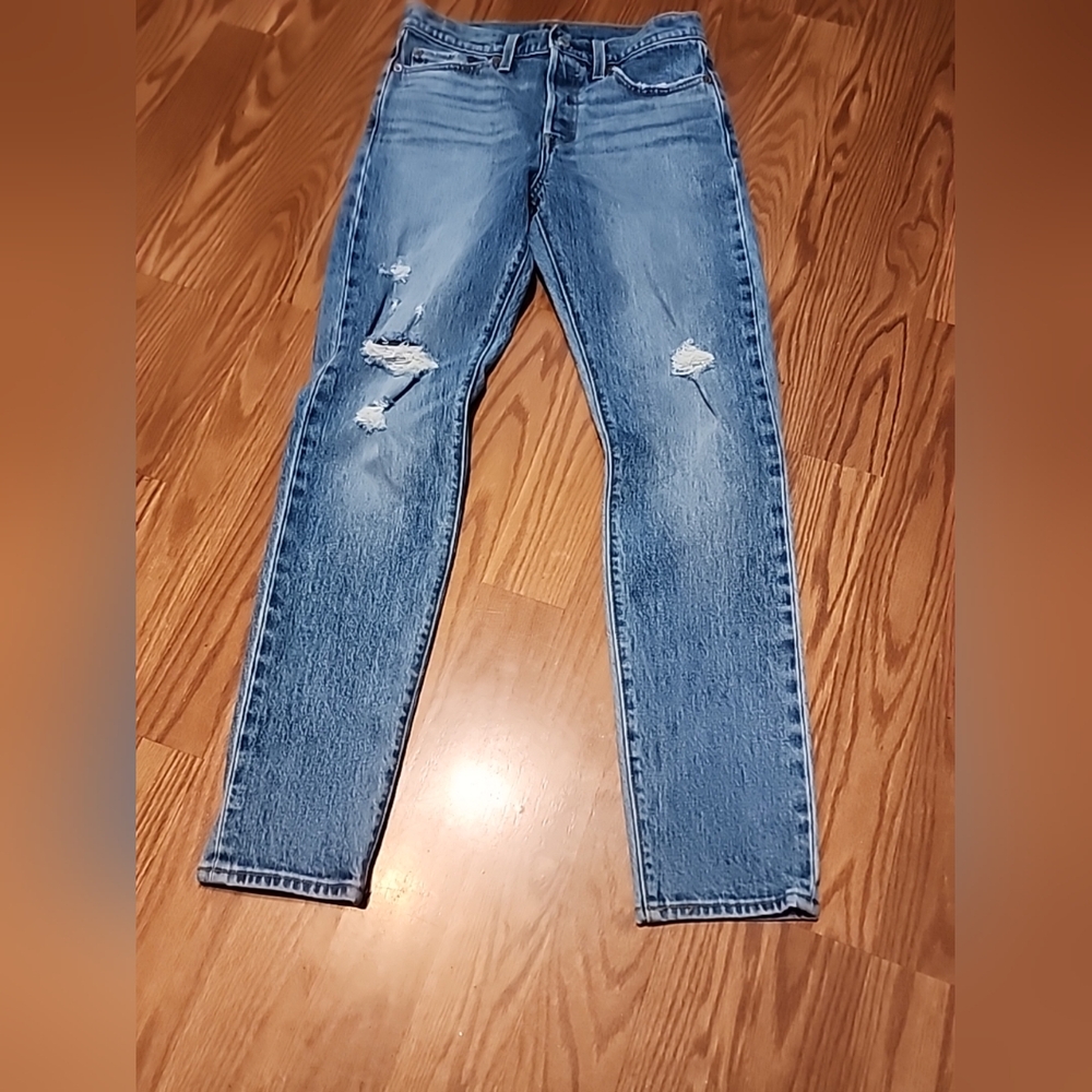 Levi's 501‎ button fly jeans 28x29 hard to find rare slim fit distressed